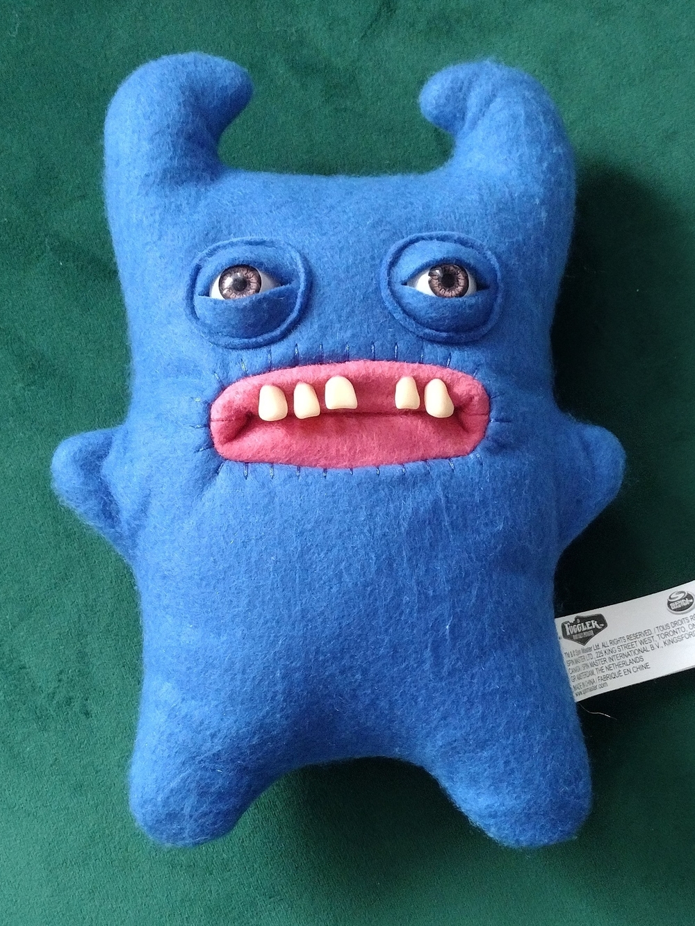 Fuggler Blue Plush Monster Toy with Pink Mouth